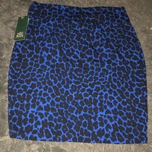 Black and blue leopard mini skirt